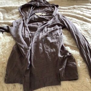 Linen Cozy Gray Hooded Cardigan